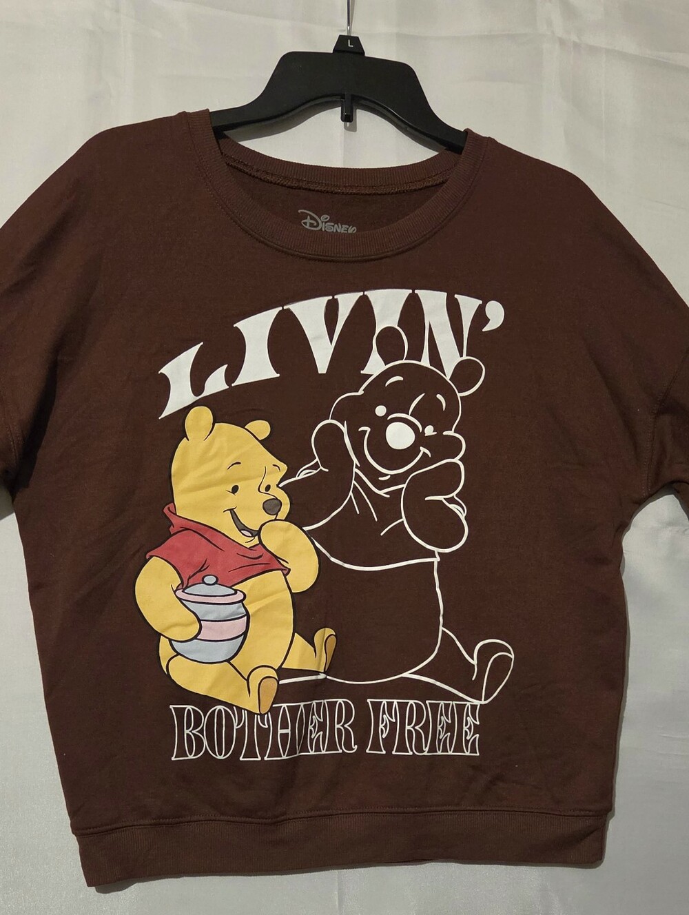 Disney Brown Winnie the Pooh Graphic Sweatshirt with Yellow & Red Print  M